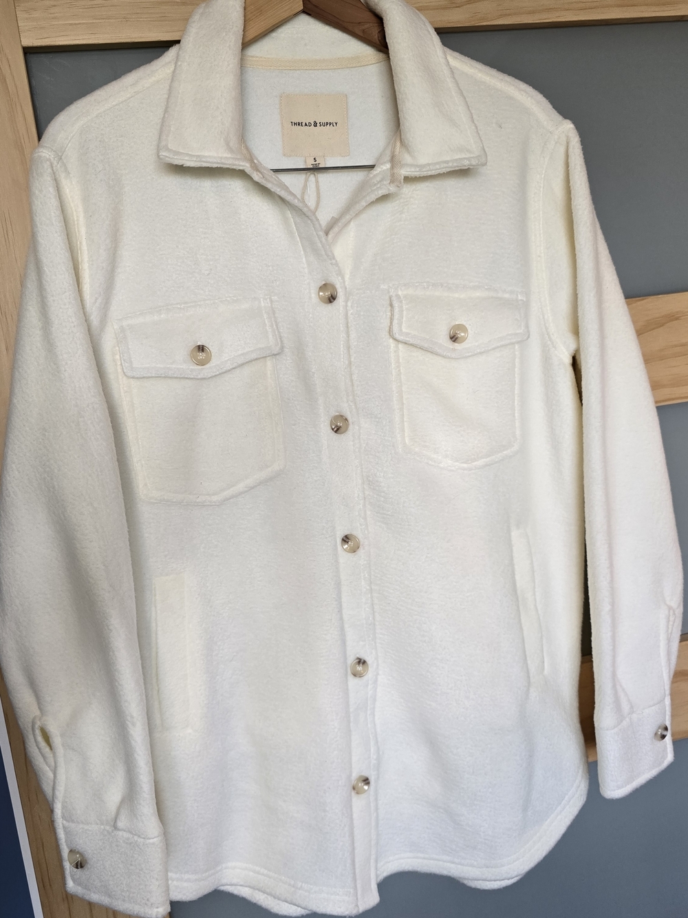 Thread & Supply Cream Button-Front Shacket - Picture 2 of 6